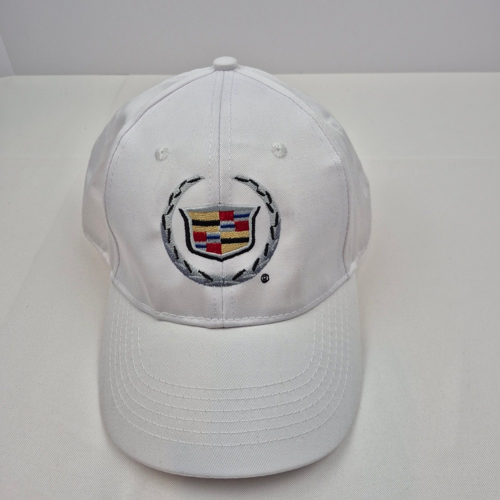 Cadillac Hat Cap White Strapback Baseball Cap Embroidered Logo GM‎ Licensed